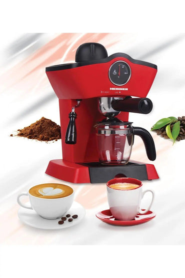 Espressor manual HEINNER HEM-200RD, 800W, 3.5 bar, filtru inox, 250 ml, Rosu