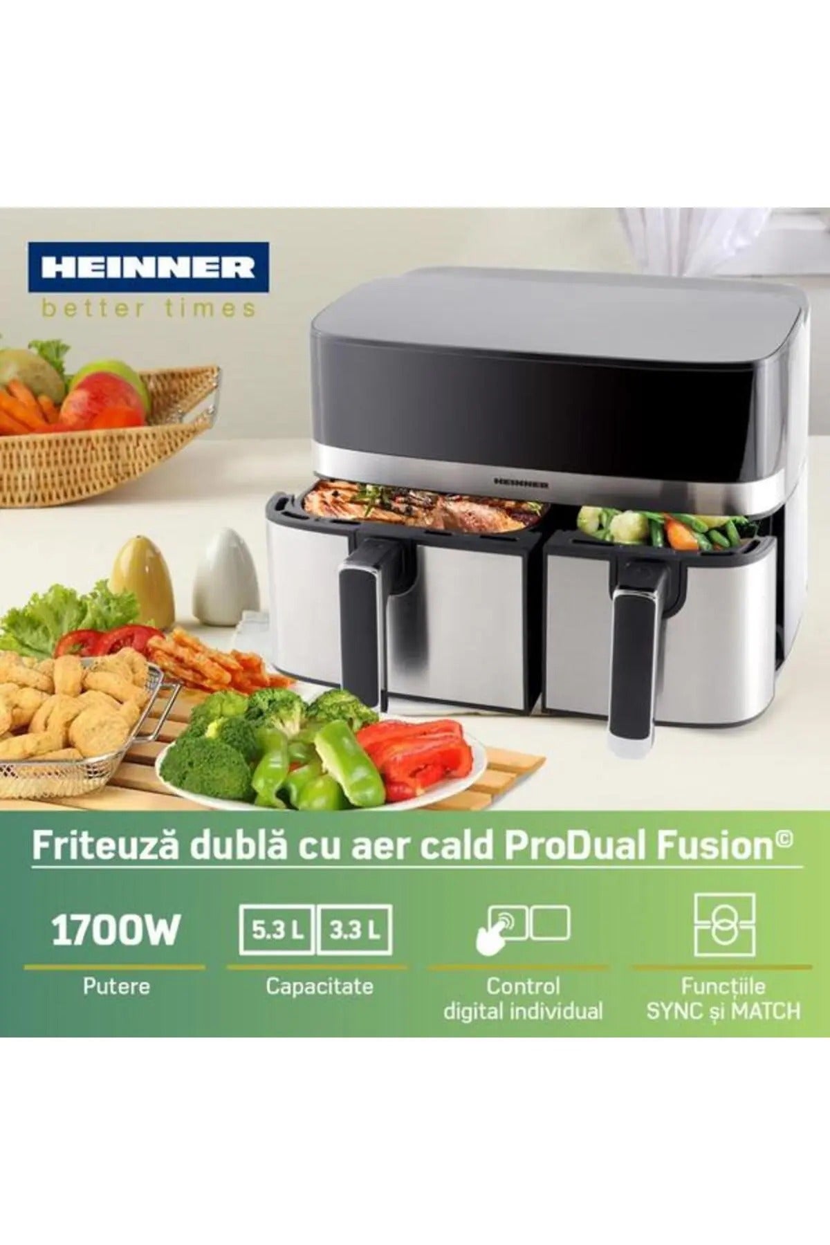 Friteuza cu aer cald ProDual Fusion HAF-H9DB17BKS