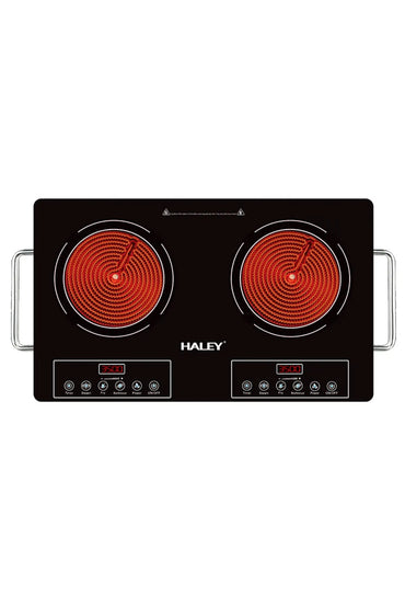 Plita Ceramica HALEY, 2 Ochiuri - 3500W, Geam Cristal Negru, Timer, Control Tactil