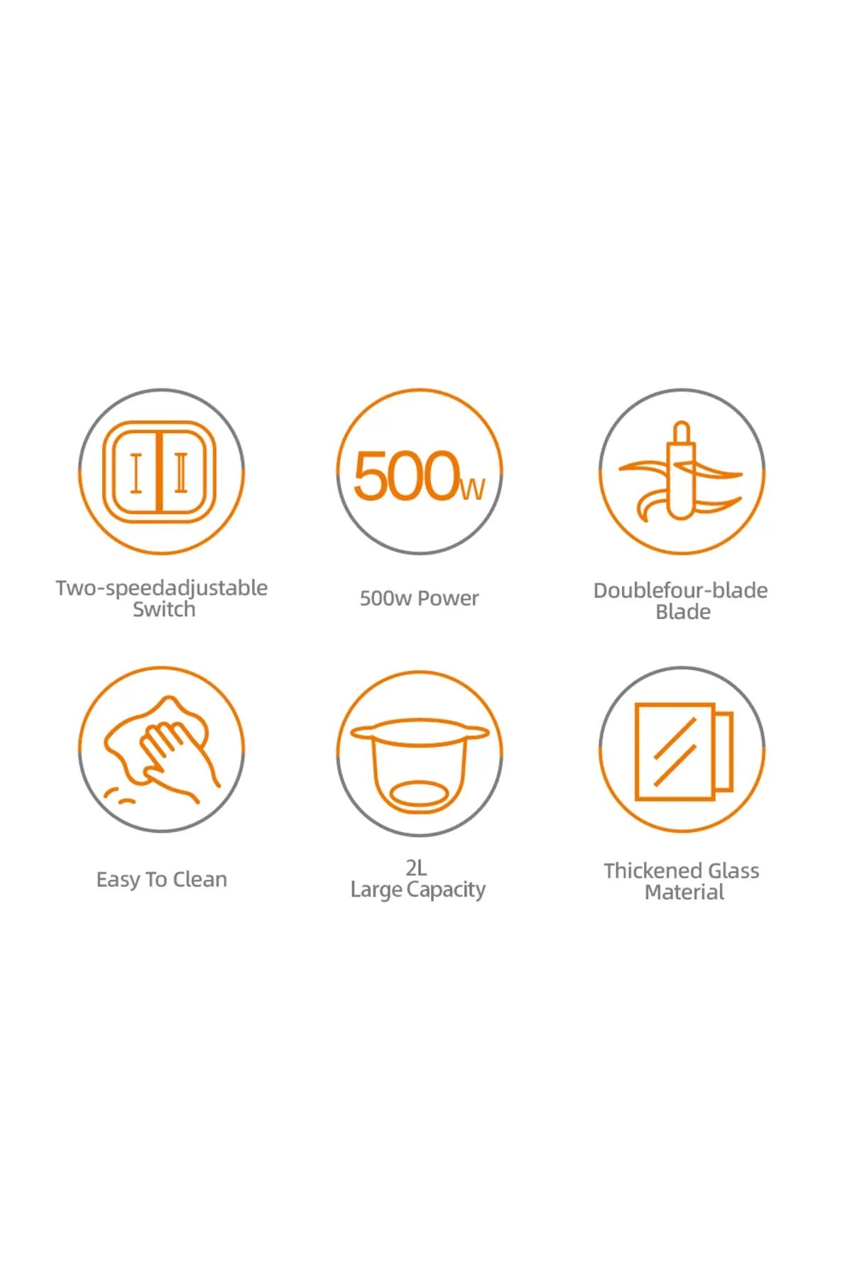 Tocator de alimente HY-1225 - putere de 500W si bol din otel inoxidabil de 2L pentru o tocare rapida si eficienta