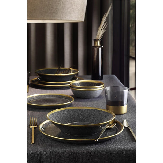 Serviciu de masă Forza, 16 piese, negru cu auriu