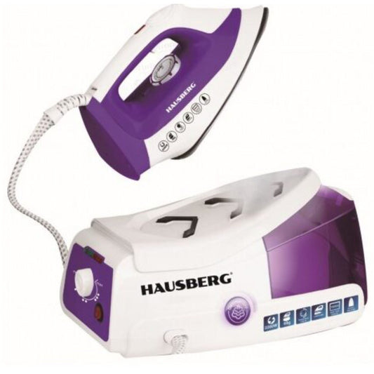 Statie de calcat HAUSBERG HB-7920MV, 2200W, 68g/min, 1000ml, anti-calcar, termostat, talpa ceramica, Mov-Alb