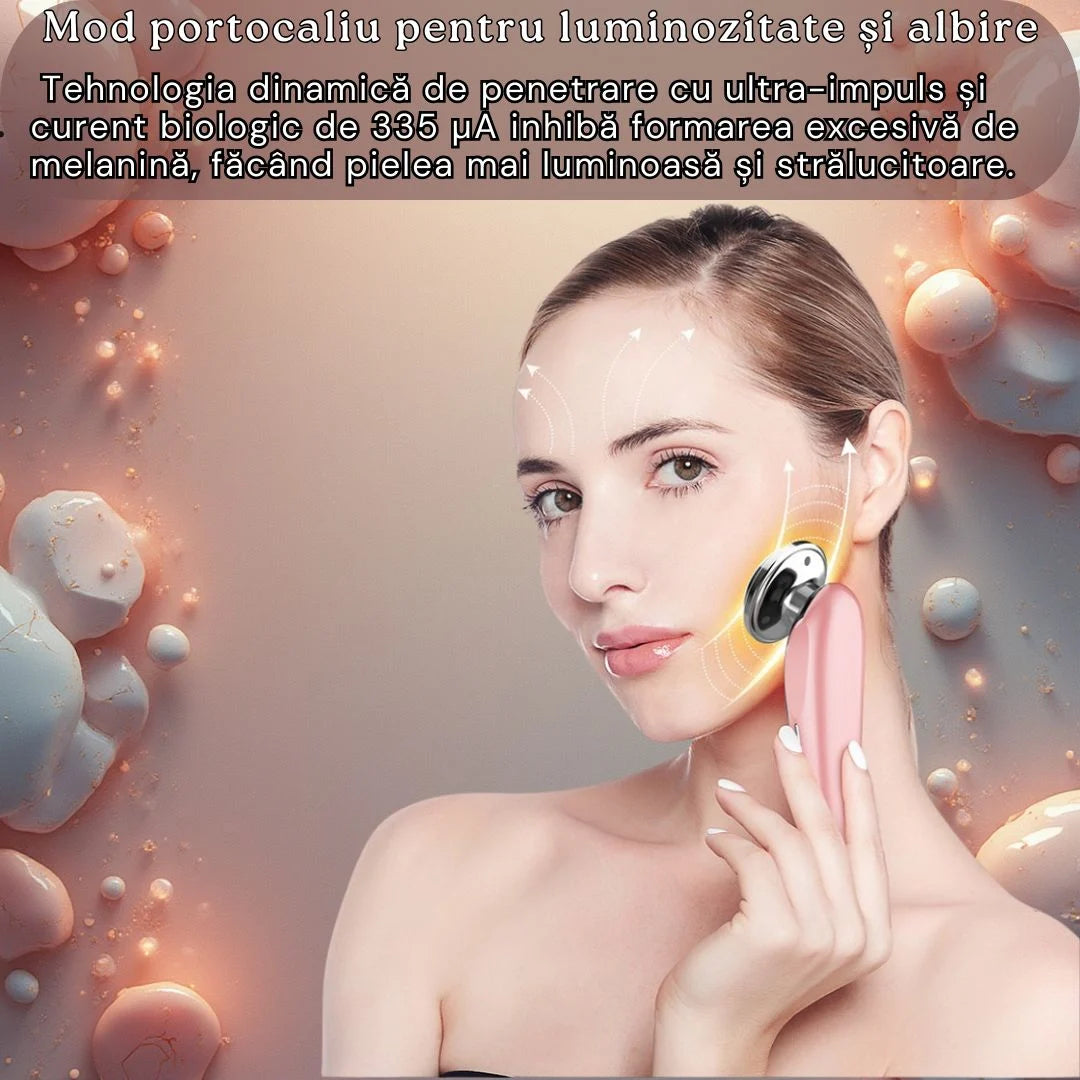 Aparat de Infrumusetare Faciala 7 in 1 cu LED (7 Culori) si EMS, Terapie cu Lumina Rosie pentru Fata si Gat, Masaj Facial cu Vibratii si Incalzire, Anti-Rid si Lifting, Portabil cu Baza, Alb