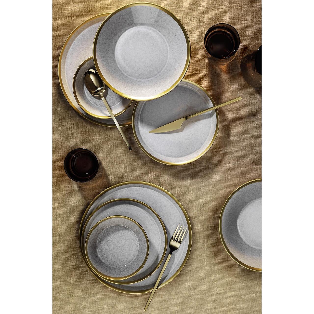 Serviciu de masă Forza, 16 piese, bej cu auriu