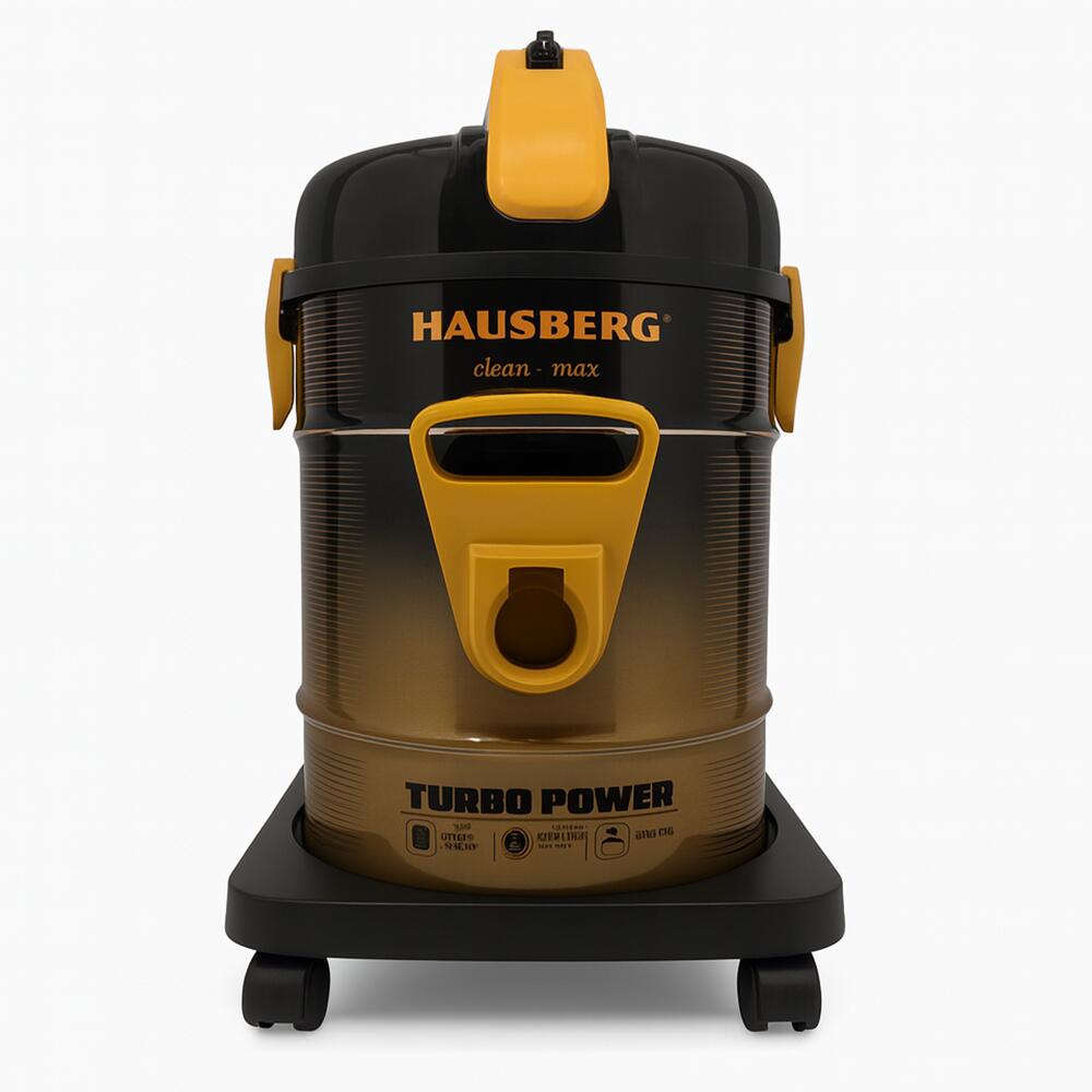Aspirator Turbo Power Hausberg HB-2835AU, Putere 2000-2400W, Capacitate 21L, Nivel Zgomot 76dB, Filtru Lavabil, Carcasa Metalica