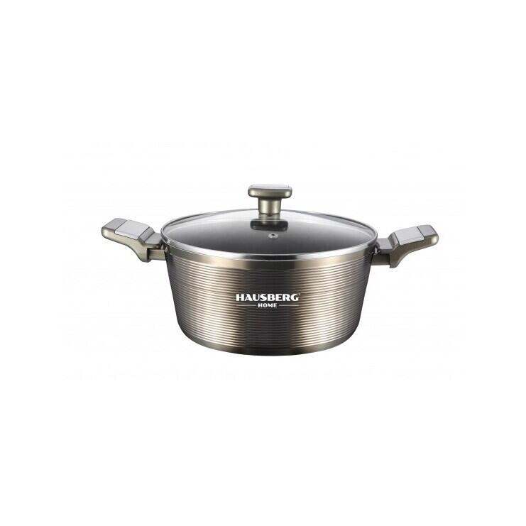 Set oale 7 piese HAUSBERG HB-H760GR GRI, acoperire antiaderenta, maner bachelita, 2.5L - 7.7L