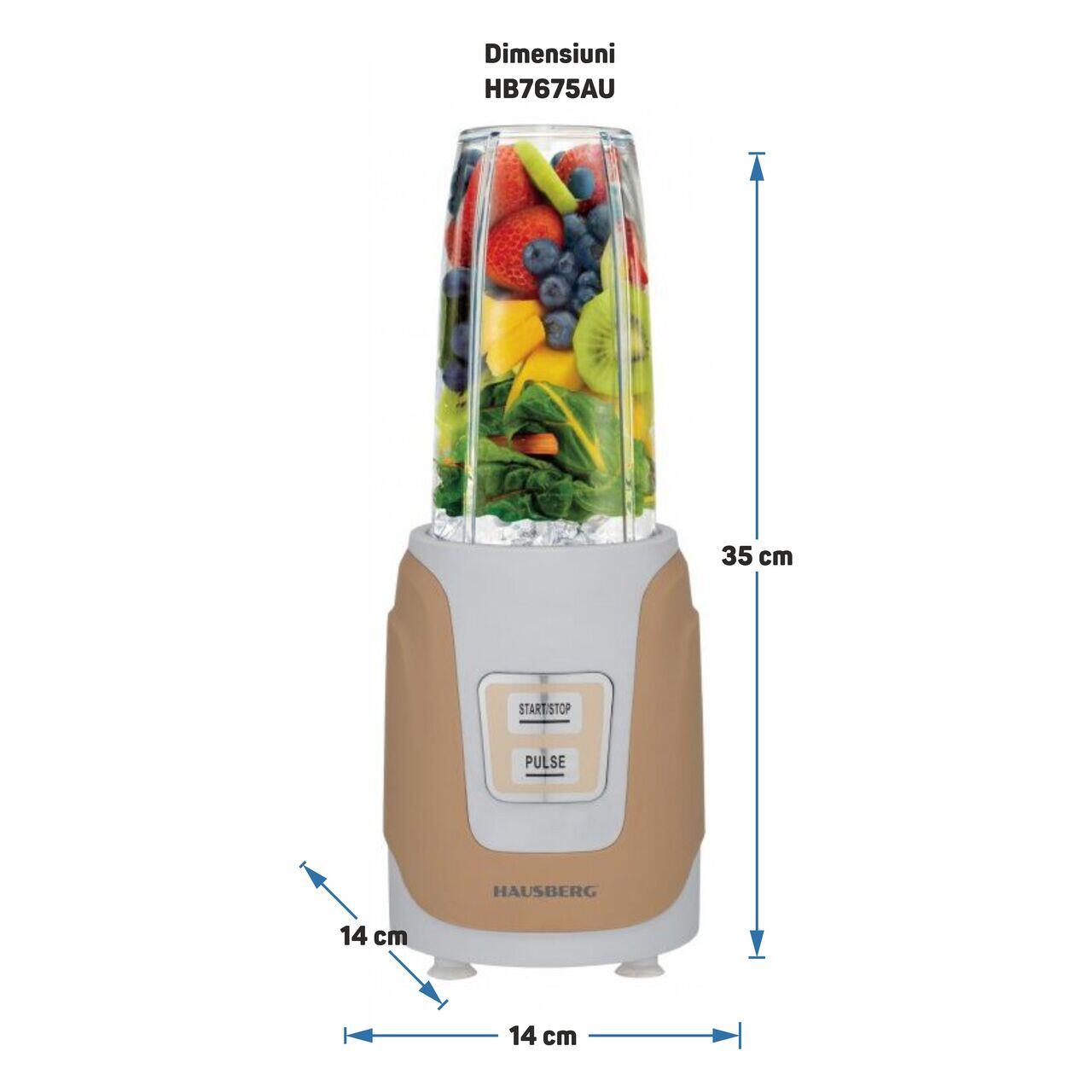 Blender Hausberg HB-7675AU Auriu,Putere 1000W, Capacitate 1000ml, motor de cupru