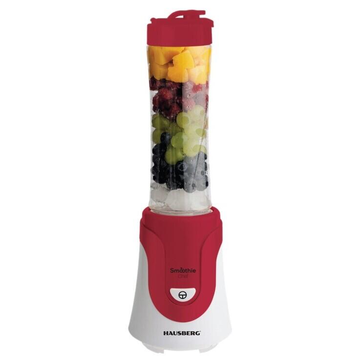 Blender smoothie HAUSBERG HB-7676RS, multifunctional, 300W, cu recipient 600ml, Rosu