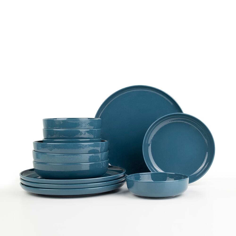 Serviciu de masă Moderna Colore Glossy, 24 piese, verde petrol lucios