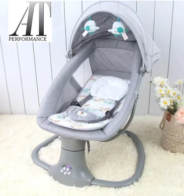 Leagan copii At Performance, Balansoar copii 3 in 1, Electric, cu Plasa Tantari, Perna Detasabila, Jucarii, USB, Bluetooth, Telecomanda, 0-3 ani