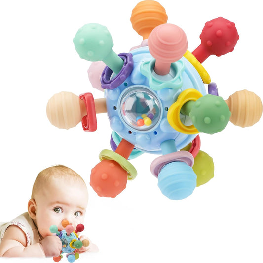 Montessori Sensory Teething Ball with Rattle Multi-Texture Silicone Baby Toy