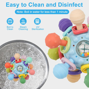 Montessori Sensory Teething Ball with Rattle Multi-Texture Silicone Baby Toy