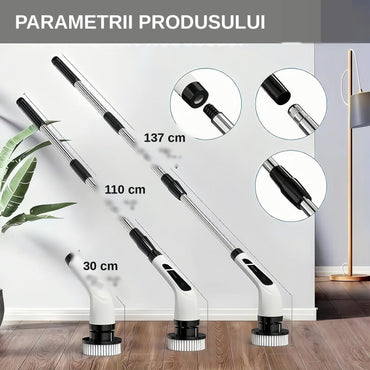 Perie Electrică Rotativă Wireless, 9 Capete, Autonomie 90 min