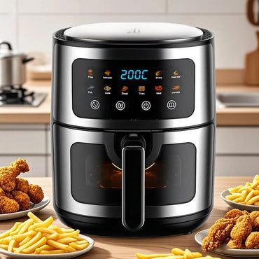 Friteuza cu Aer Cald AT PERFORMANCE® 8L, 10 Programe Smart, 1400W, Panou Tactil, Circulatie 3D Aer Fierbinte, Teflon Non-Stick + 50 Bucati Hartie de Copt