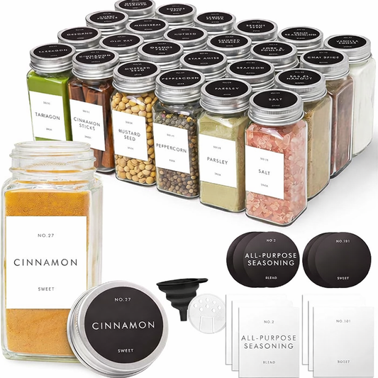 24 PCS Glass Condiment Jar Set with Metal Lids
