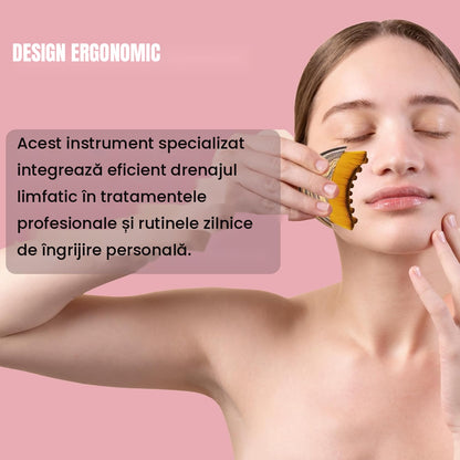Perie Masaj Facial pentru Drenaj Limfatic, Conturarea Feței și Reducerea Bărbiei Duble, Design Ergonomic
