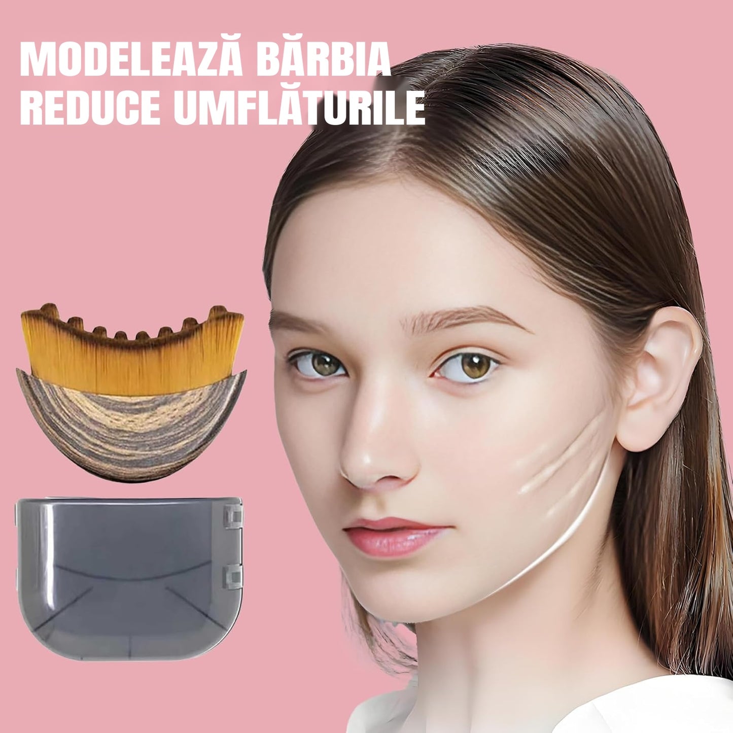 Set Îngrijire Facială 2 în 1: Perie Drenaj Limfatic și Ice Roller pentru Față și Ochi