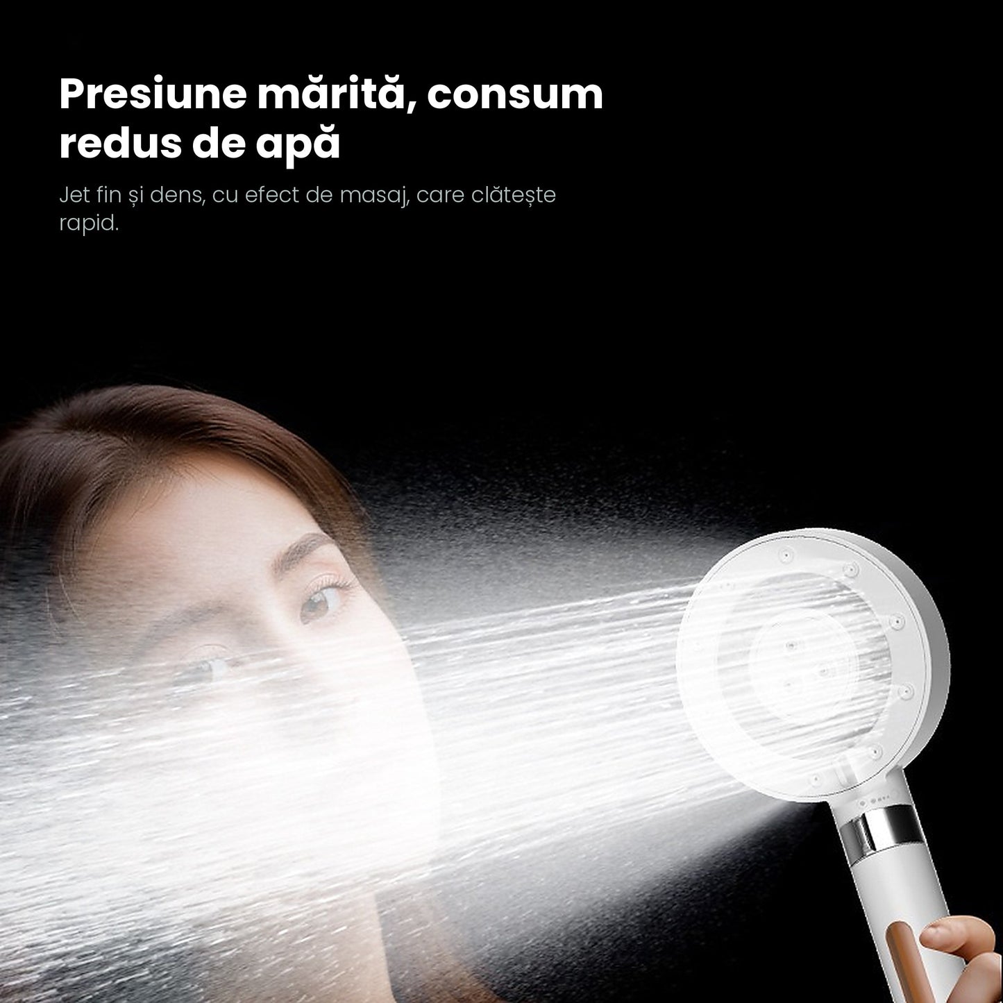 Pară de duș de mână cu presiune mărită, 5 moduri de jet și filtru inclus
