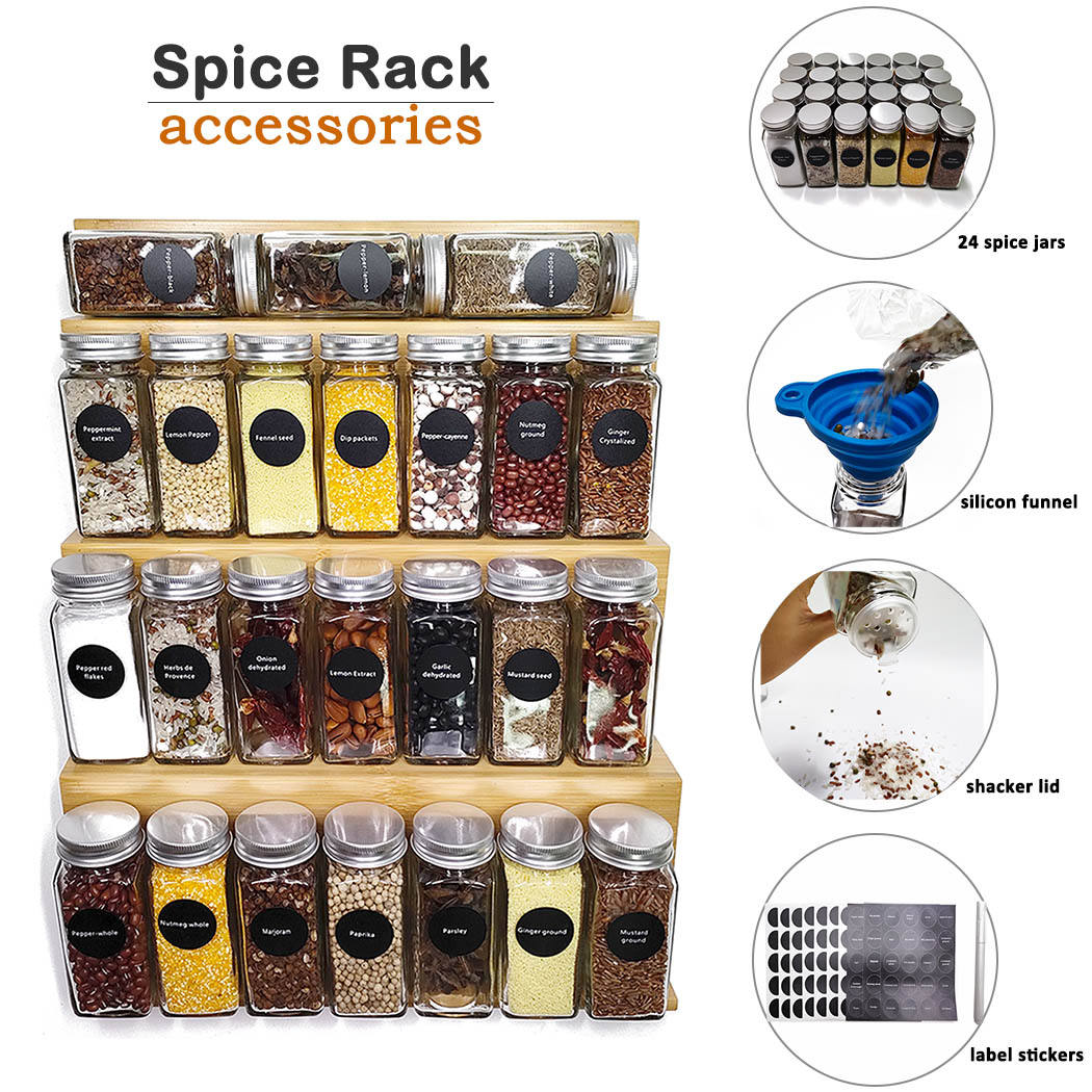 Set 24 Bucati Borcane din Sticla pentru Condimente cu Capace Metalice Etanse
