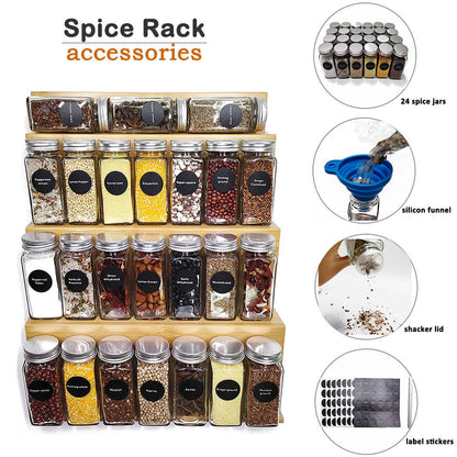 Set 24 Bucati Borcane din Sticla pentru Condimente cu Capace Metalice Etanse