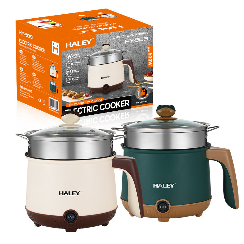 Multicooker Electric Portabil 2.2L, 600W – Gătit Rapid, Menținere la Cald, Oală Antiaderentă, Protecție Supraincălzire