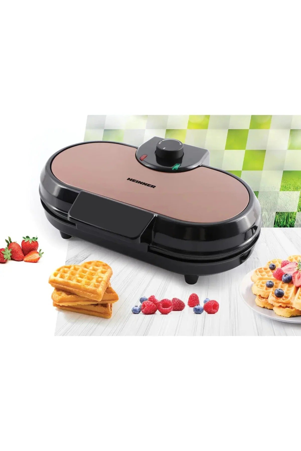 Aparat de vafe HEINNER Copper Crown HWF-1000CR, 1000W, buton de reglare a temperaturii