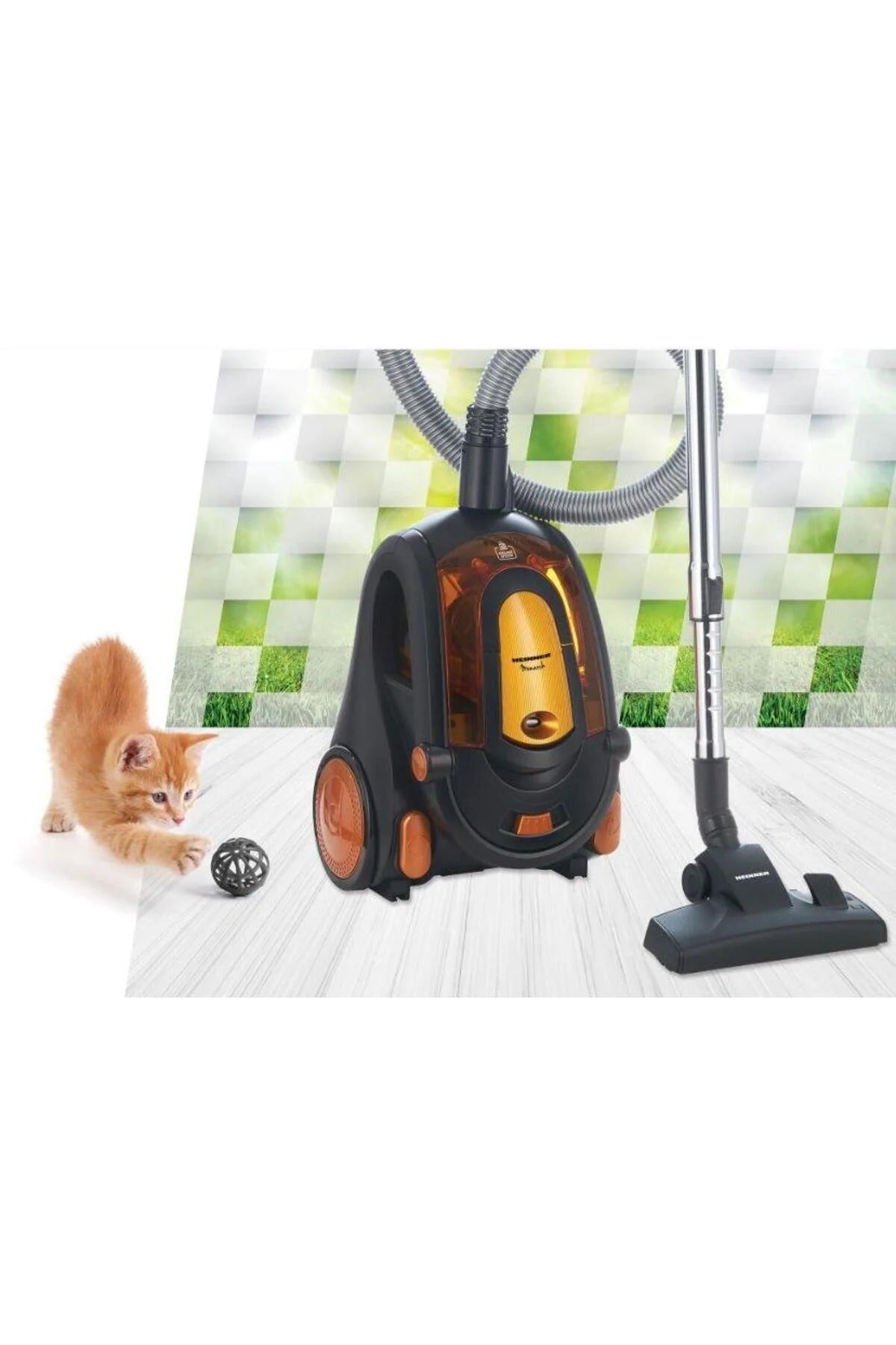 Aspirator fara sac HEINNER HVC-V800BK, 800 W, 2,2 l (Negru/Portocaliu)