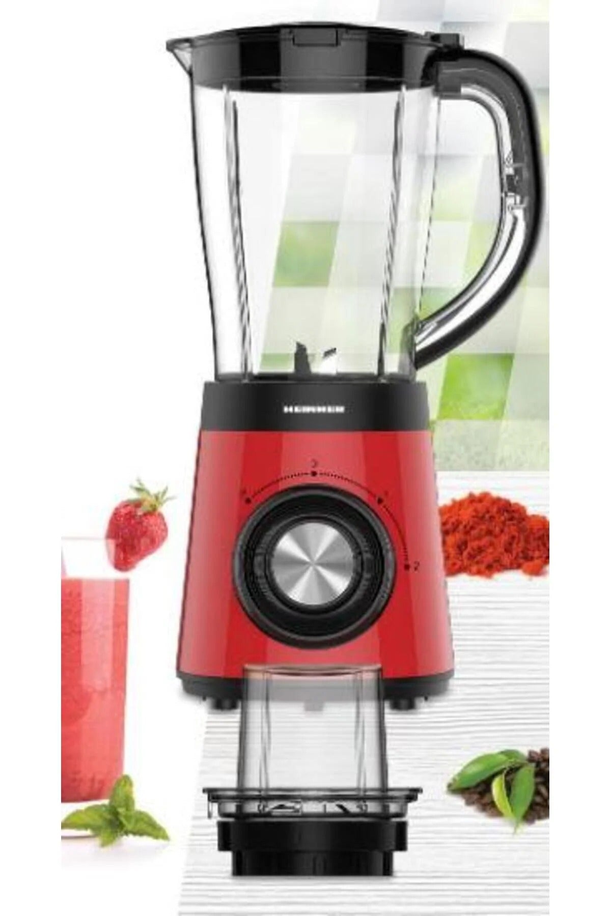 Blender HEINNER HBL-500RRD, 500 W, Pulse, 1.5 L (Negru/Rosu)