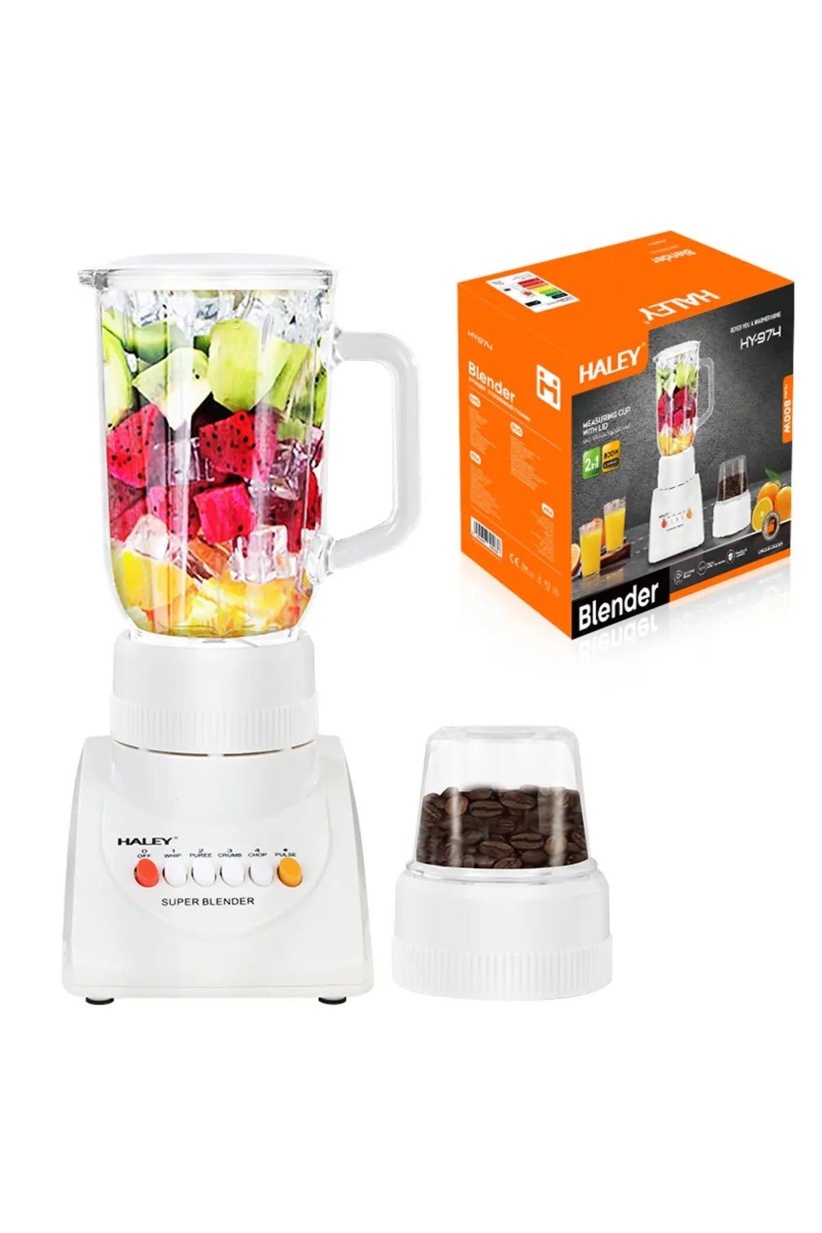 Blender multifunctional 2 in 1 800W, 4 viteze, 1L, rasnita de cafea, capacitate suc 500ml