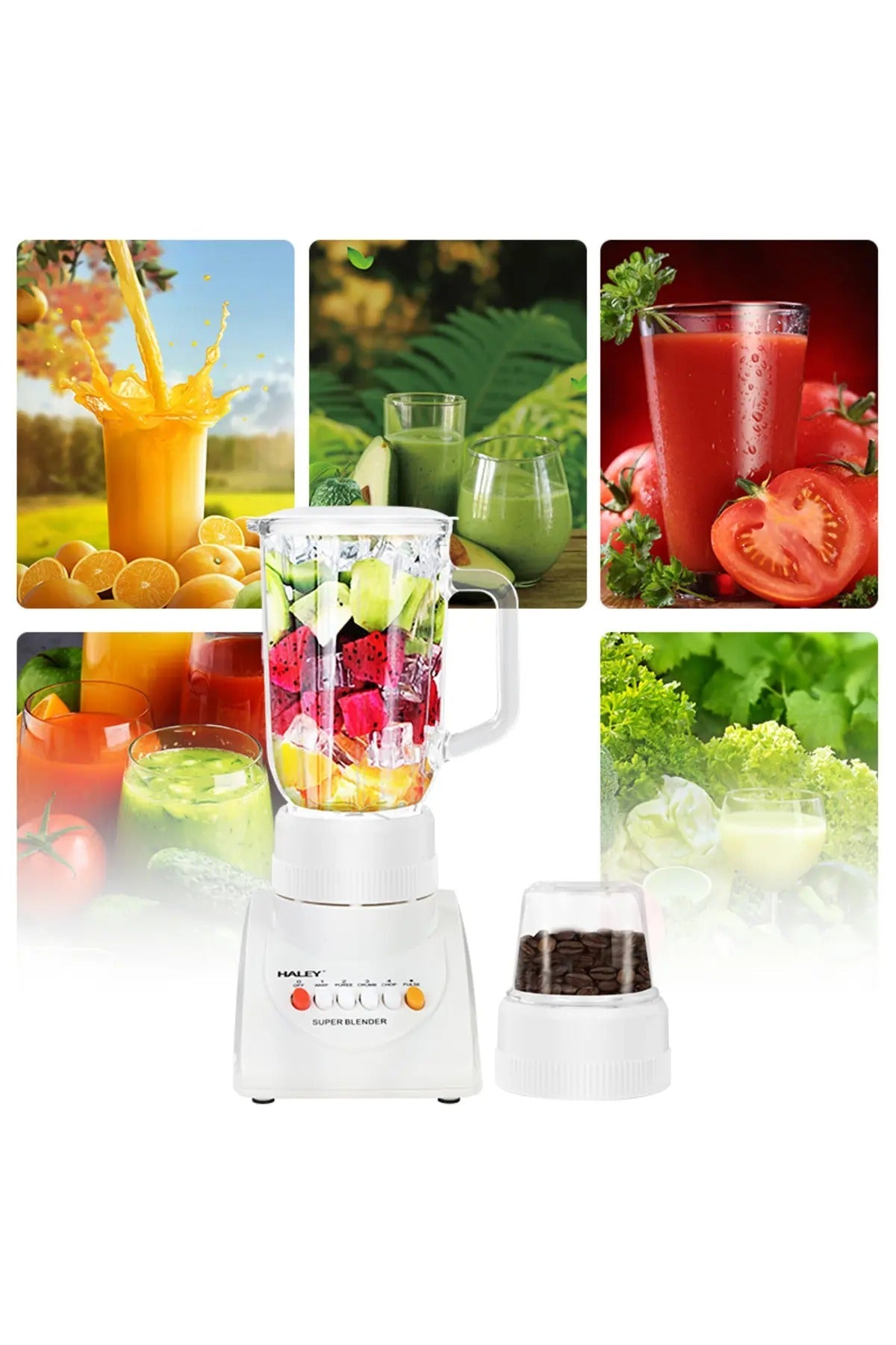 Blender multifunctional 2 in 1 800W, 4 viteze, 1L, rasnita de cafea, capacitate suc 500ml