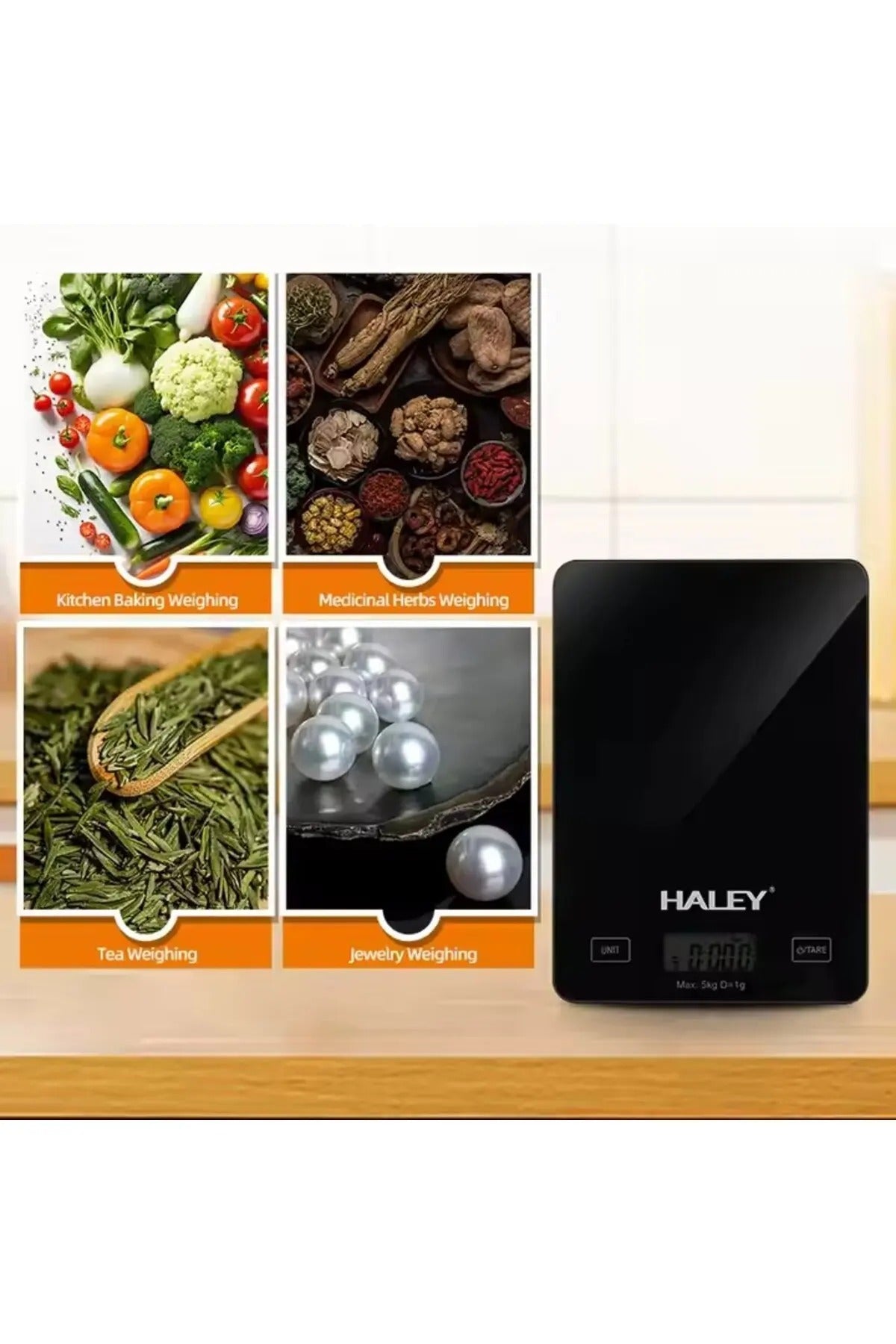 Cantar electronic, 5000G, Sticla, pentru bucatarie, Digital de inalta precizie, Negru