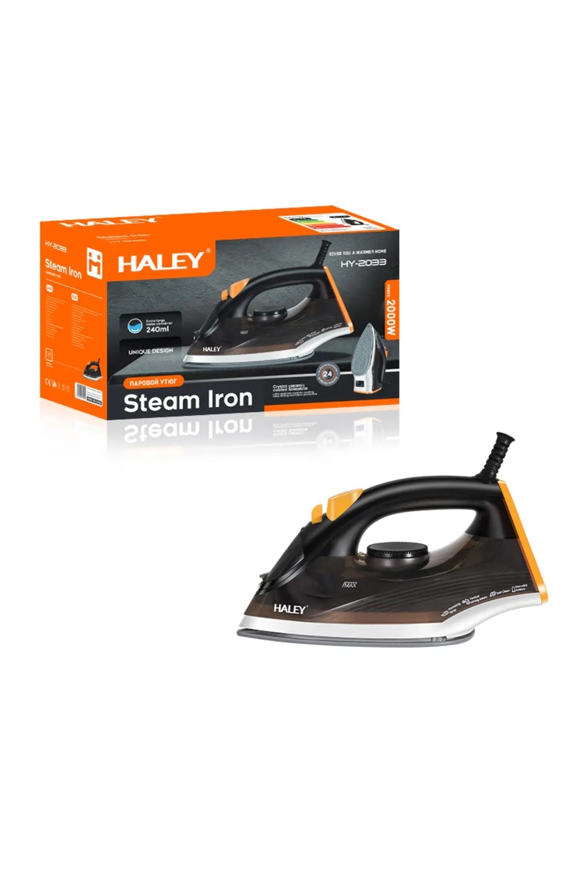 Fier de calcat cu abur HY-2033, 2000W, Talpa antiaderenta, Rezervor 240ml, Functie Abur