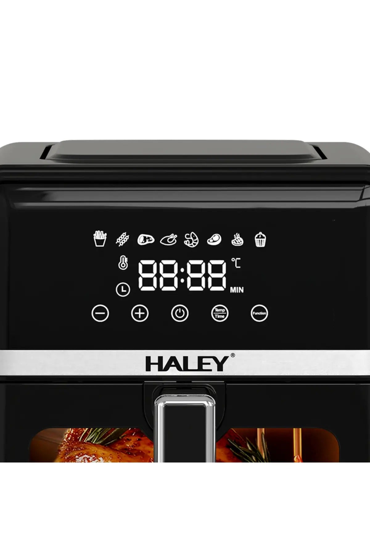 Friteuza cu aer cald 7L, 2000W - gatire la 360°, ecran tactil holografic, sticla de vizualizare la 180°