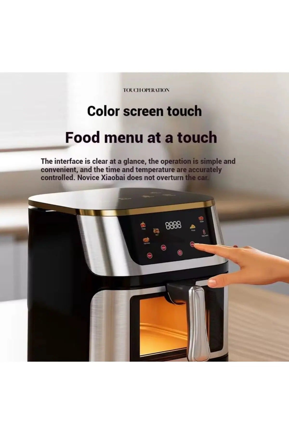 Friteuza cu aer cald AT-0021, 10L, 2400W, panou tactil LCD, 10 programe presetate, temporizator