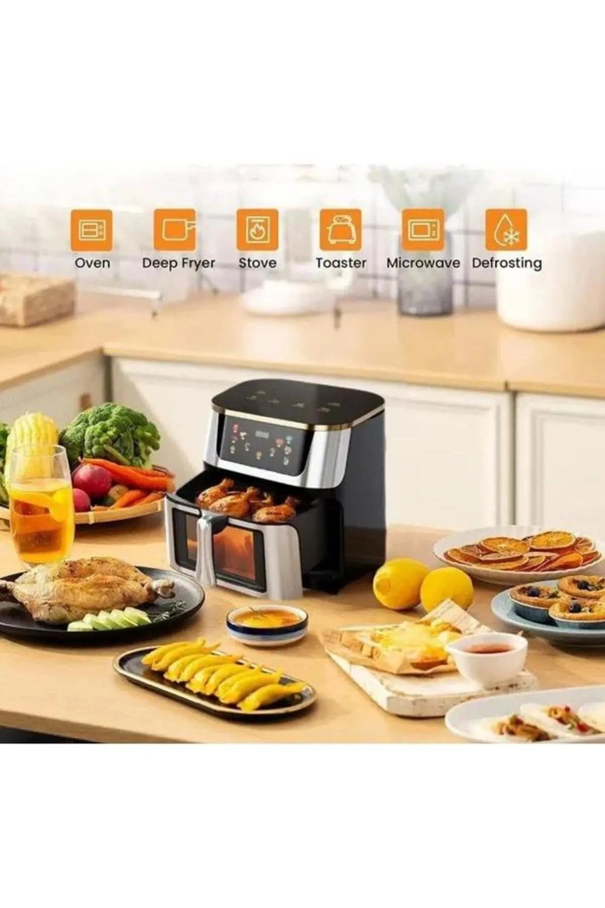 Friteuza cu aer cald AT-0021, 10L, 2400W, panou tactil LCD, 10 programe presetate, temporizator