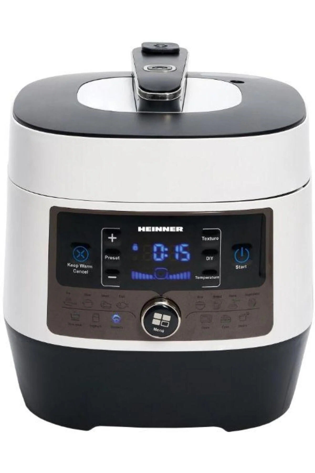 HEINNER HPCK-6WH Multicooker, Temporizator, 14 programe, Afisaj LED, Gatit la abur/presiune, 1000W