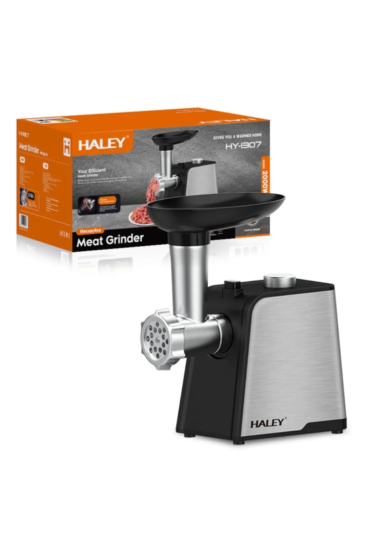 Masina de tocat carne 2000W, otel inoxidabil, taietor cu cuplu mare, usor de curatat