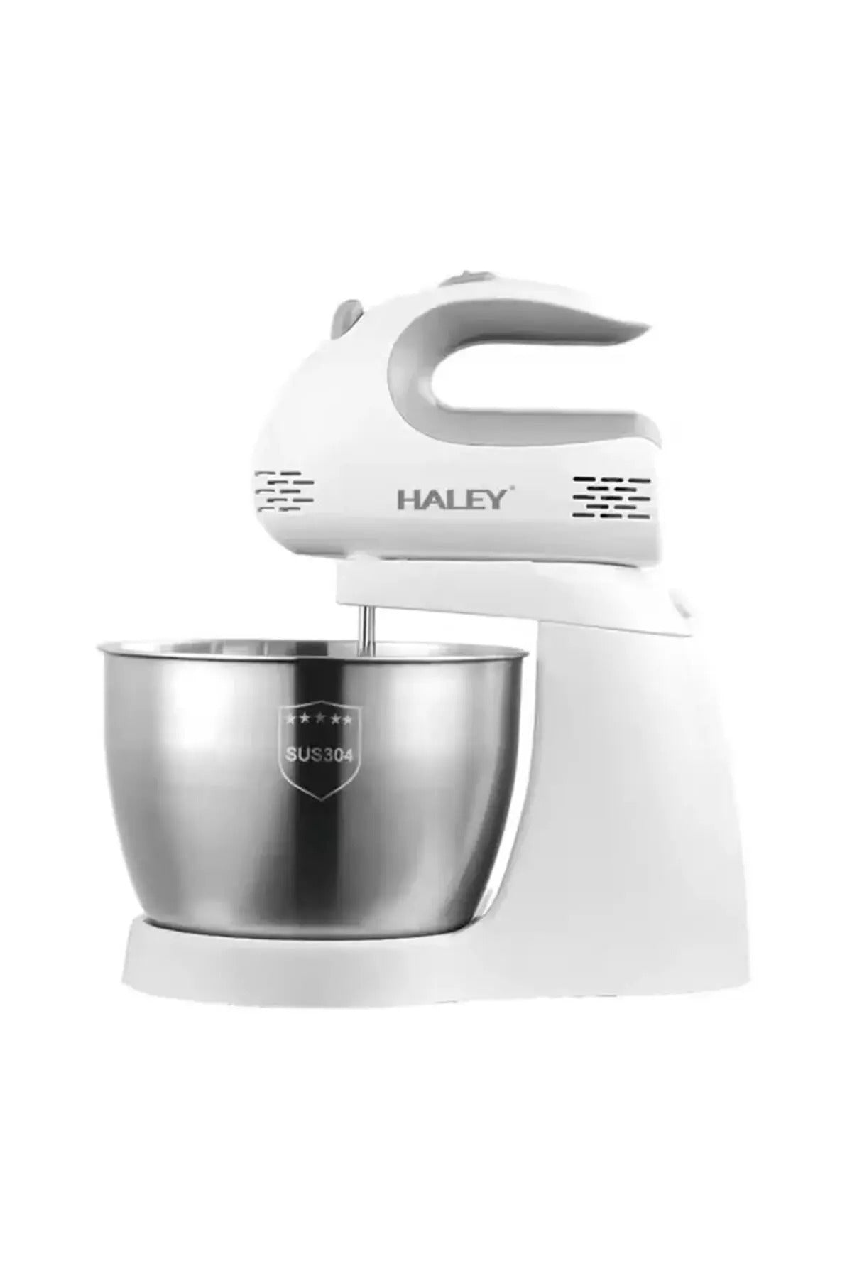 Mixer de inalta performanta HALEY, 500W, bol generos din otel inoxidabil de 3L, 5 setari de viteza, alb si otel inoxidabil