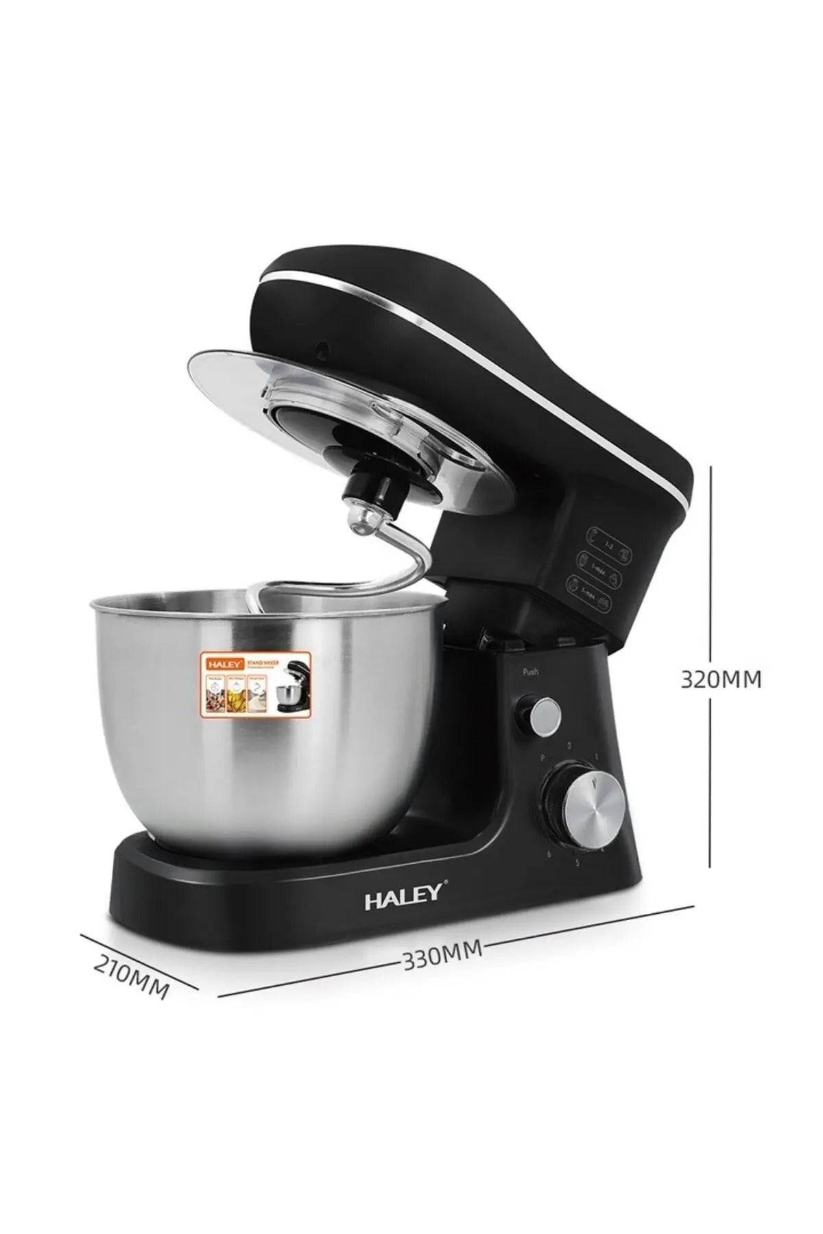 Mixer de inalta performanta HY-2409: putere 1200 W, bol din otel inoxidabil de 7 l, 6 niveluri de viteza si puls