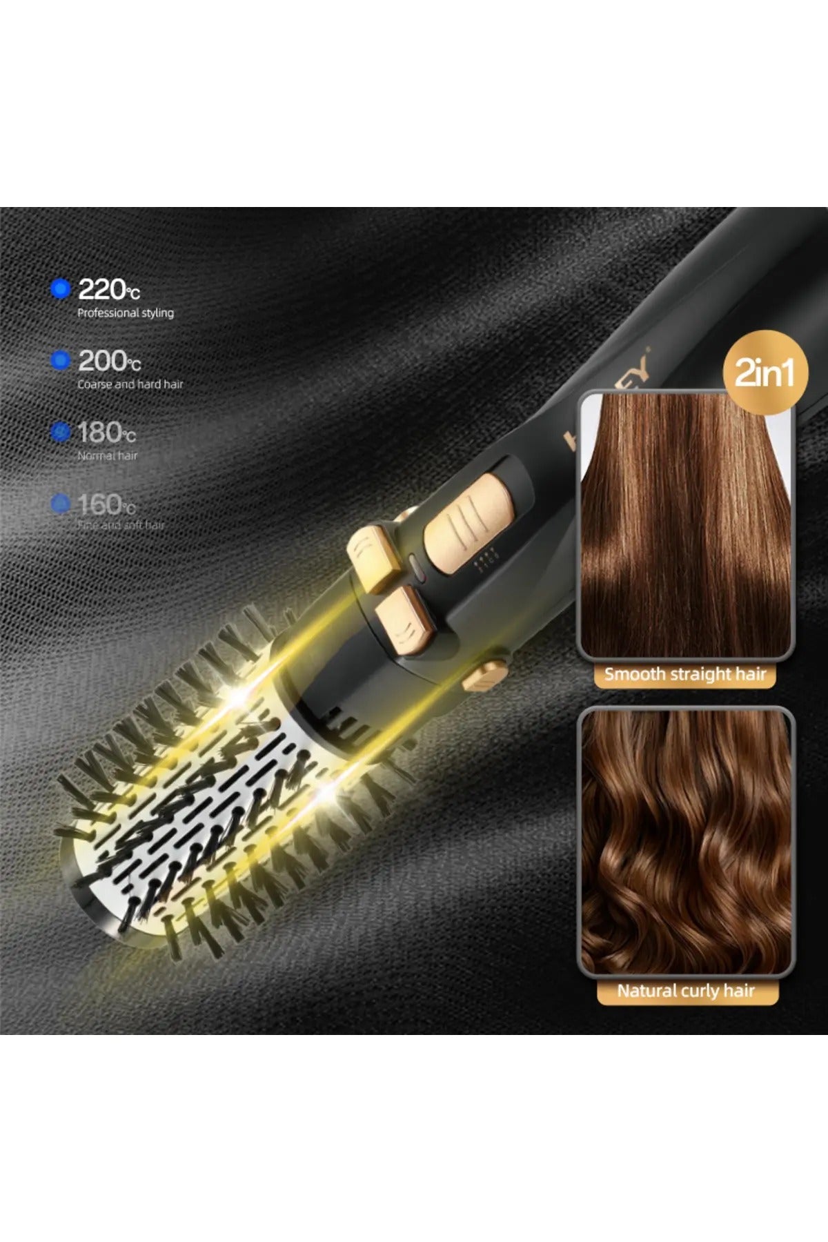 Perie rotativa 6 in 1 cu uscator, 1200W, Capete interschimbabile, 3 viteze, Incalzire rapida