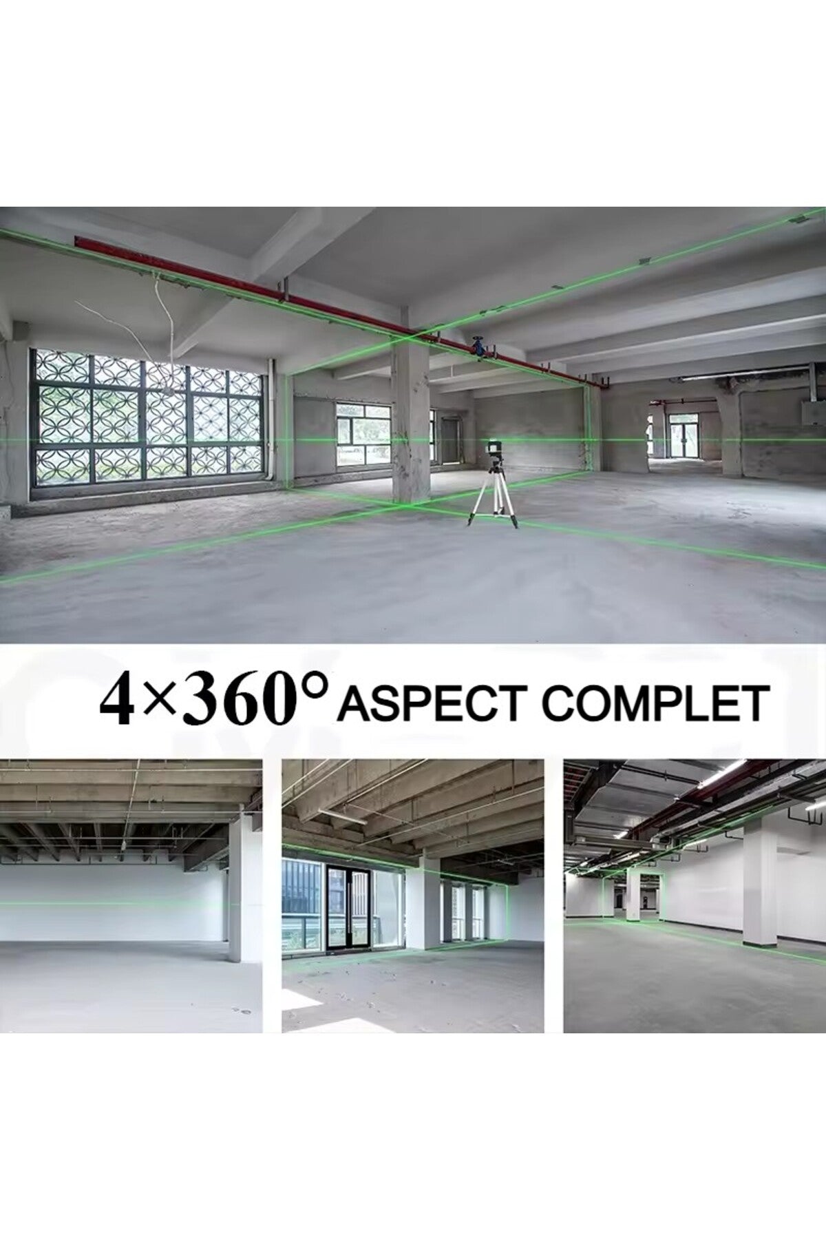 4D Self-Leveling Laser Level with 16 Lines APerformance, 2x Batteries, Green Laser 360°, Rechargeab
