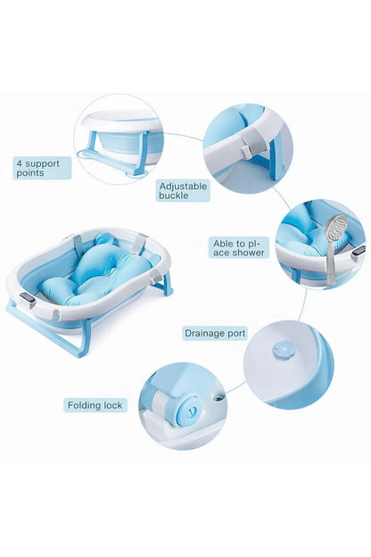 Foldable bathtub with built-in thermometer and cushion, Dimensions 83 x 50 x 20 cm, PP/TPE material