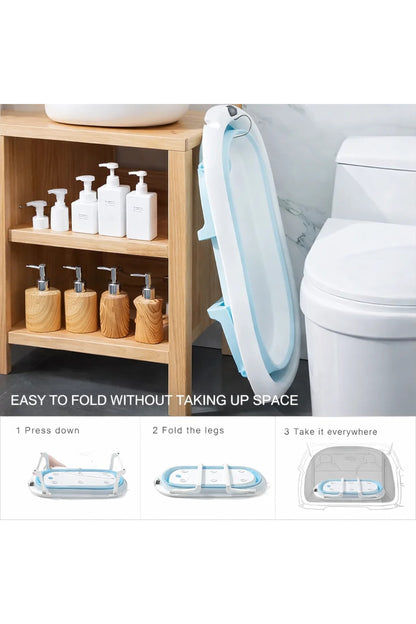 Foldable bathtub with built-in thermometer and cushion, Dimensions 83 x 50 x 20 cm, PP/TPE material