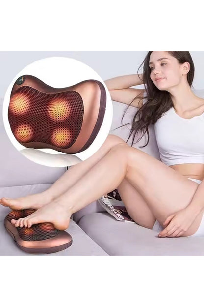 Shiatsu Massage Pillow AT PERFORMANCE® with Heating – Portable, Auto & Home, 3 Programs, Brown