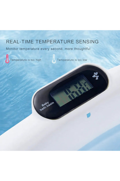 Foldable bathtub with built-in thermometer and cushion, Dimensions 83 x 50 x 20 cm, PP/TPE material