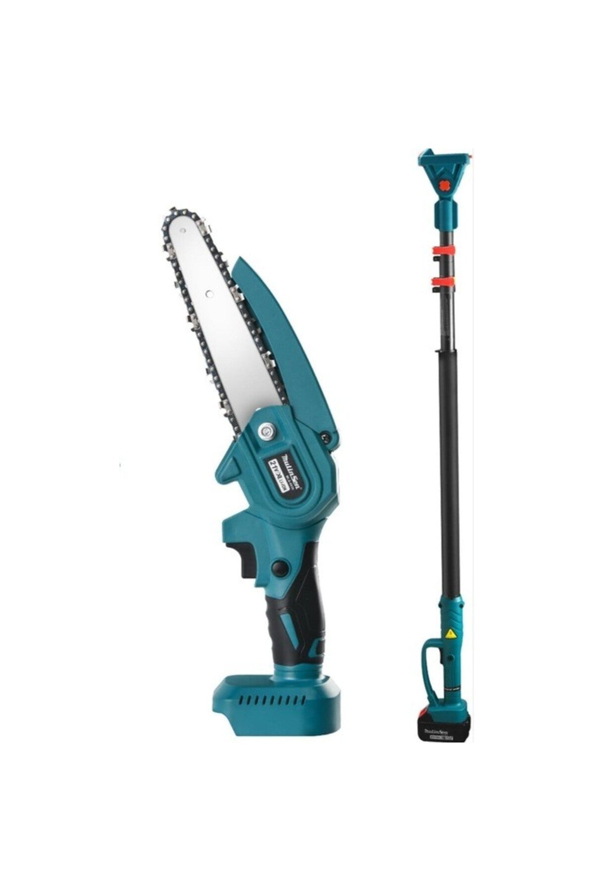 Mini Chainsaw AT PERFORMANCE®, 2 Batteries, 36V3Ah, with 2.13m Telescopic Arm, Adjustable Cutting A