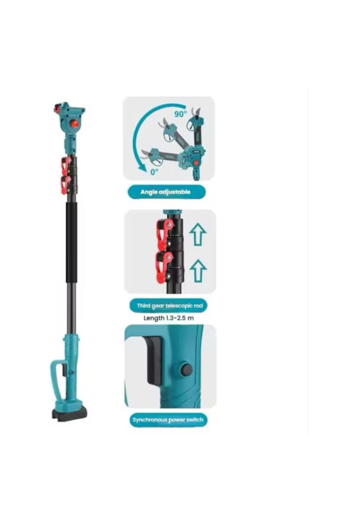 Mini Chainsaw AT PERFORMANCE®, 2 Batteries, 36V3Ah, with 2.13m Telescopic Arm, Adjustable Cutting A