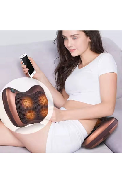 Shiatsu Massage Pillow AT PERFORMANCE® with Heating – Portable, Auto & Home, 3 Programs, Brown