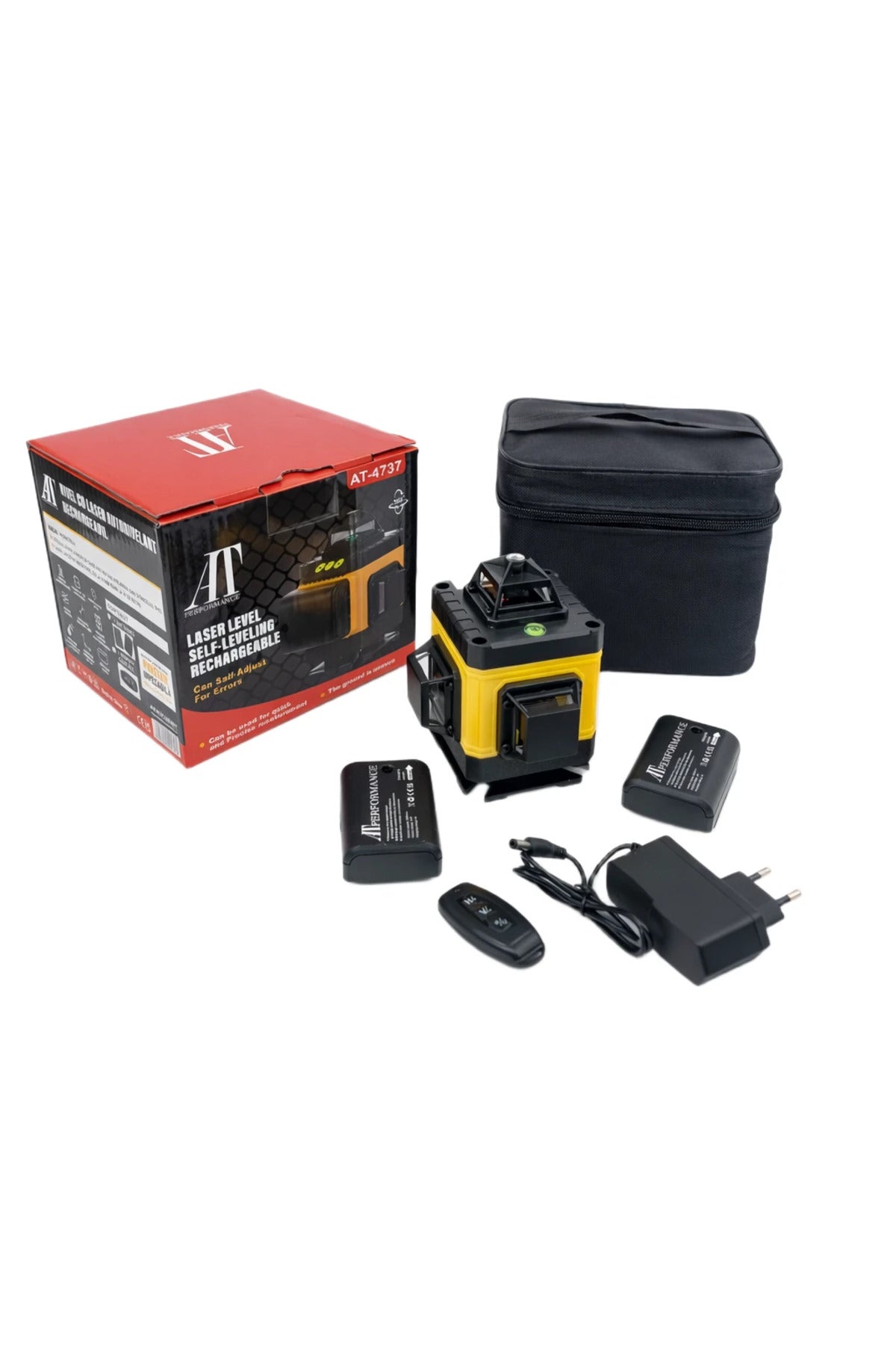 4D Self-Leveling Laser Level with 16 Lines APerformance, 2x Batteries, Green Laser 360°, Rechargeab