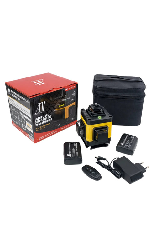 4D Self-Leveling Laser Level with 16 Lines APerformance, 2x Batteries, Green Laser 360°, Rechargeab
